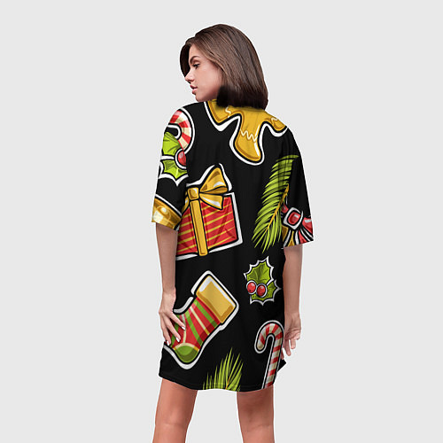 Женская длинная футболка Рождественский вайб / 3D-принт – фото 4