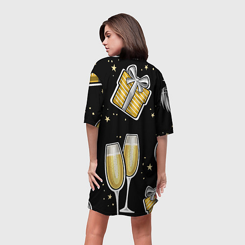 Женская длинная футболка Новогодний вайб / 3D-принт – фото 4