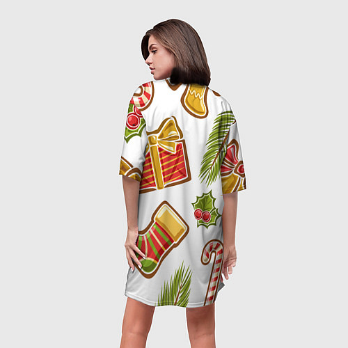 Женская длинная футболка Рождественский вайб / 3D-принт – фото 4