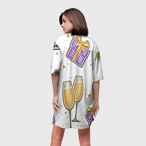 Женская длинная футболка Новогодний вайб / 3D-принт – фото 4