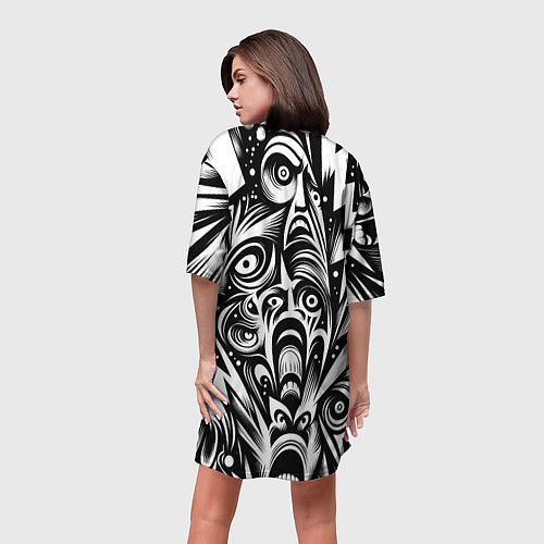 Женская длинная футболка Lightnings and faces - ai art fantasy / 3D-принт – фото 4