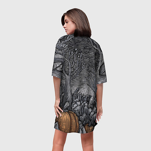 Женская длинная футболка Осенние шалости духов / 3D-принт – фото 4