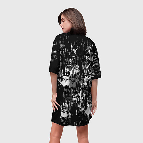 Женская длинная футболка Ювентус текстура руки краски / 3D-принт – фото 4