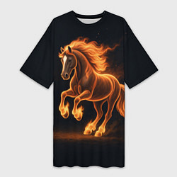 Женская длинная футболка Китайский огненный жеребец