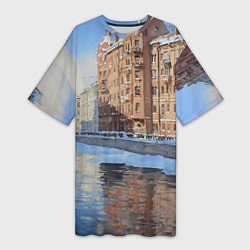 Женская длинная футболка Зимний Санкт-Петербург