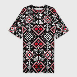 Футболка женская длинная Славянский орнамент обережный, цвет: 3D-принт