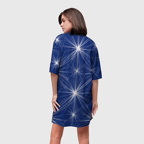 Женская длинная футболка Звезды на синем фоне / 3D-принт – фото 4