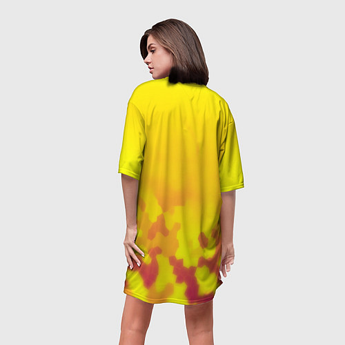Женская длинная футболка Borussia камуфляж желтый текстура / 3D-принт – фото 4