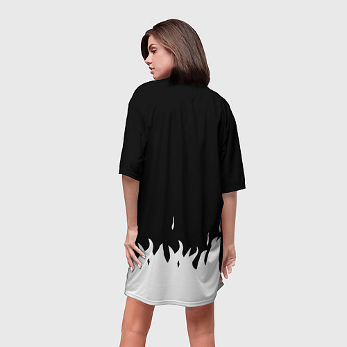 Женская длинная футболка Ювентус белый огонь текстура / 3D-принт – фото 4