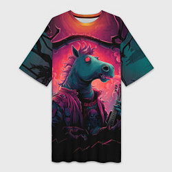 Женская длинная футболка Лошадь рок стиль