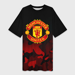 Женская длинная футболка Манчестер Юнайтед камуфляж текстура