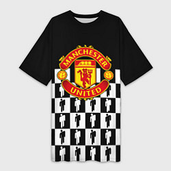 Женская длинная футболка Манчестер Юнайтед люди паттерн