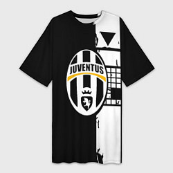 Женская длинная футболка Ювентус геометрия белая