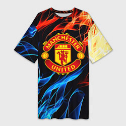 Женская длинная футболка Манчестер Юнайтед огонь битва