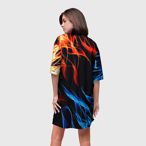 Женская длинная футболка Манчестер Юнайтед огонь битва / 3D-принт – фото 4