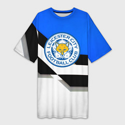 Женская длинная футболка Лестер сити геометрия полосы