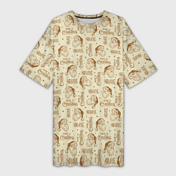 Футболка женская длинная Ретро Санта, цвет: 3D-принт