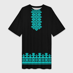 Женская длинная футболка Рубаха вышиванка славянская