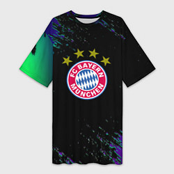 Футболка женская длинная Бавария Мюнхен краски текстура, цвет: 3D-принт