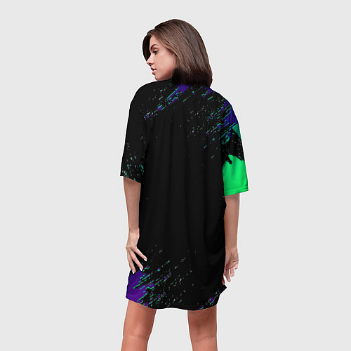 Женская длинная футболка Бавария Мюнхен краски текстура / 3D-принт – фото 4