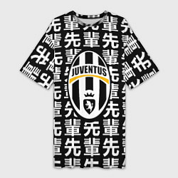 Женская длинная футболка Ювентус япония символы