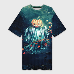 Женская длинная футболка Тыква призрак