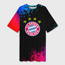 Женская длинная футболка Бавария Мюнхен краски неон градиент