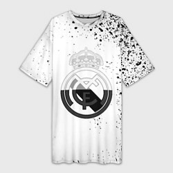 Женская длинная футболка Реал Мадрид черно белые краски