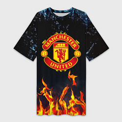 Женская длинная футболка Манчестер Юнайтед лёд и огонь