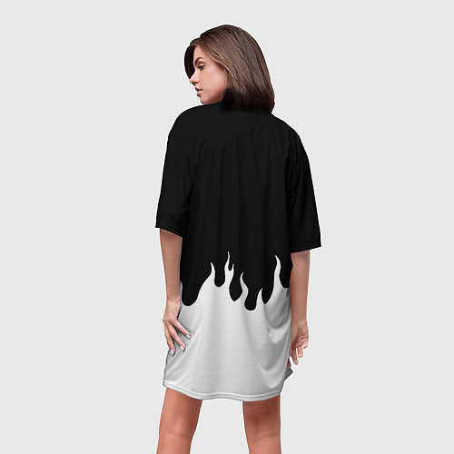 Женская длинная футболка Реал Мадрид огонь белый / 3D-принт – фото 4