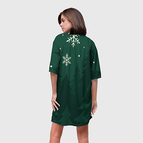 Женская длинная футболка С новым 2026 годом - красная надпись / 3D-принт – фото 4