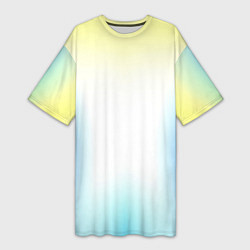 Футболка женская длинная Color yellow blue white, цвет: 3D-принт