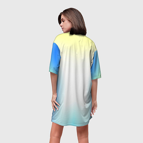 Женская длинная футболка Color yellow blue white / 3D-принт – фото 4
