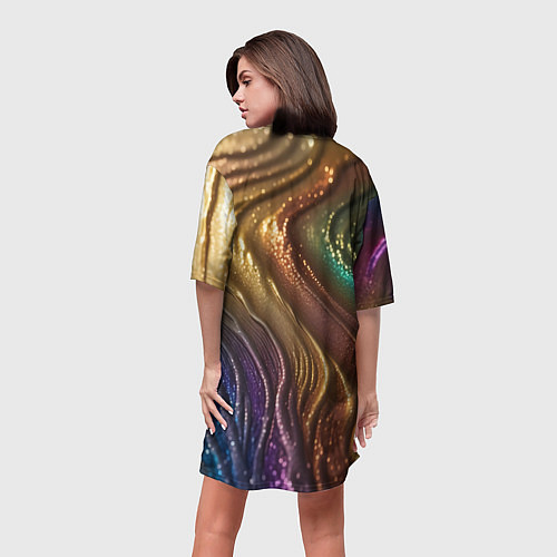 Женская длинная футболка Сморщенные складочки жидкости / 3D-принт – фото 4