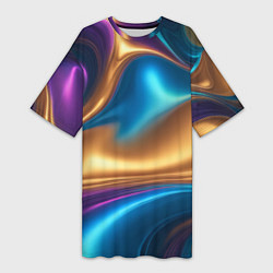 Футболка женская длинная Сплавы разноцветные, цвет: 3D-принт