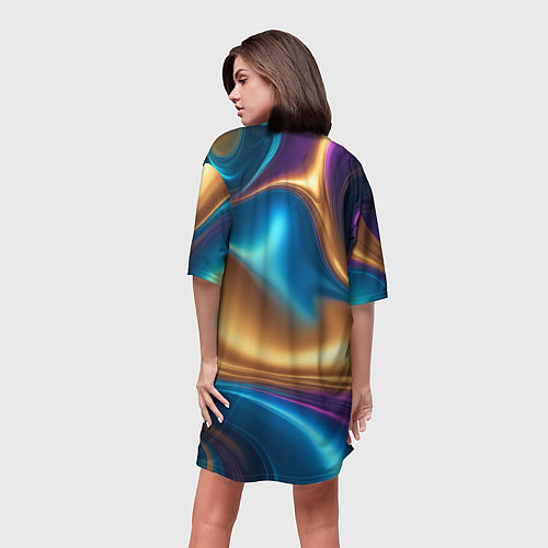 Женская длинная футболка Сплавы разноцветные / 3D-принт – фото 4