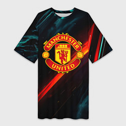 Женская длинная футболка Манчестер Юнайтед абстракция