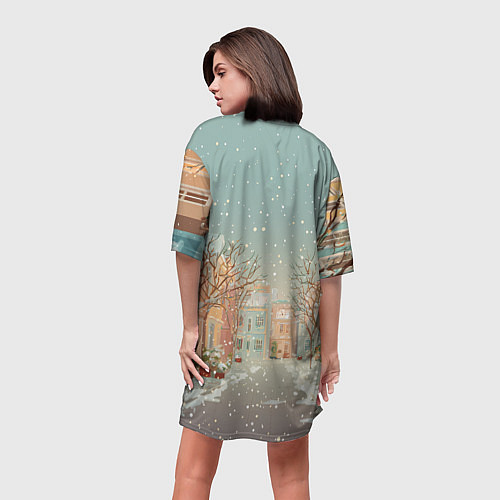 Женская длинная футболка Маленькая новогодняя милая лошадка / 3D-принт – фото 4