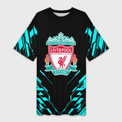 Женская длинная футболка Ливерпуль неон геометрия