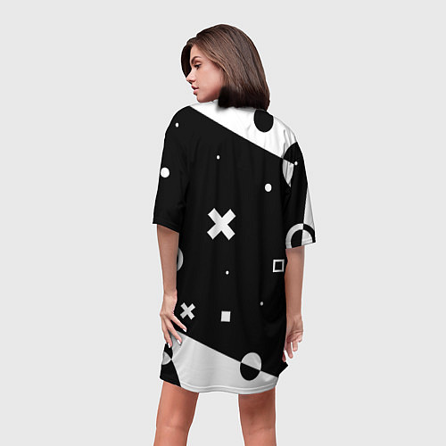 Женская длинная футболка Манчестер сити геометрия блэк / 3D-принт – фото 4