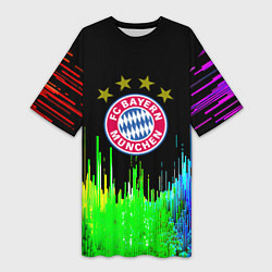 Женская длинная футболка Бавария Мюнхен неон градиент
