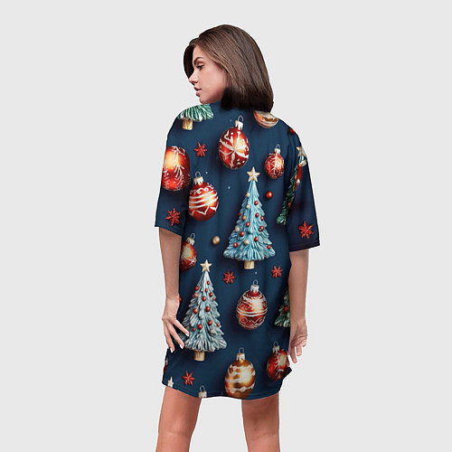 Женская длинная футболка Новгодний паттерн / 3D-принт – фото 4