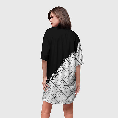 Женская длинная футболка Liverpool краски текстура геометрия / 3D-принт – фото 4