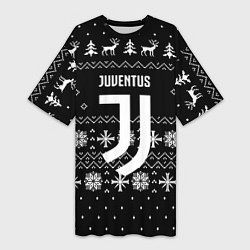 Женская длинная футболка Ювентус новый год текстура