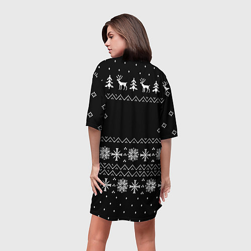 Женская длинная футболка Ювентус новый год текстура / 3D-принт – фото 4