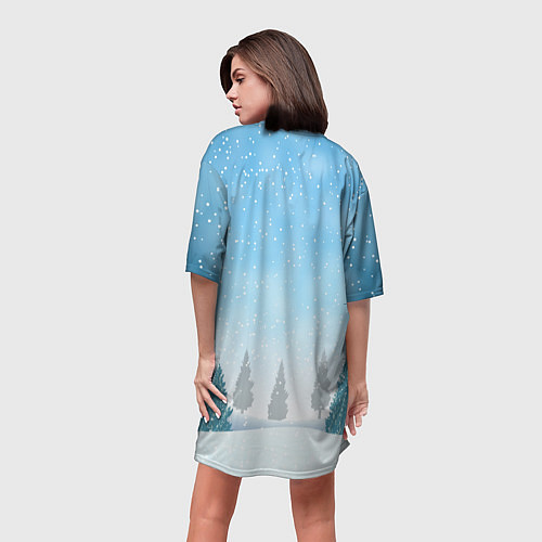 Женская длинная футболка Лошадка с гирляндой прыгает через оливье / 3D-принт – фото 4