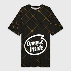 Футболка женская длинная Оливье внутри, цвет: 3D-принт