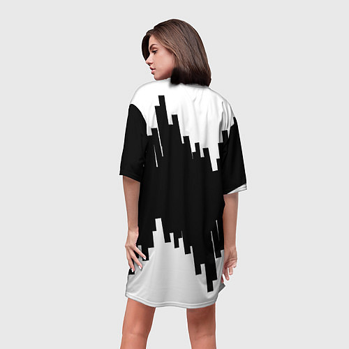 Женская длинная футболка Реал Мадрид белая геометрия / 3D-принт – фото 4