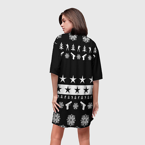 Женская длинная футболка Borussia x counter strike / 3D-принт – фото 4