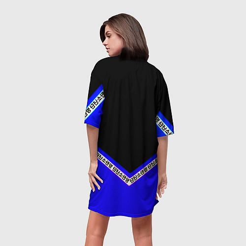 Женская длинная футболка Ювентус япония геометрия / 3D-принт – фото 4